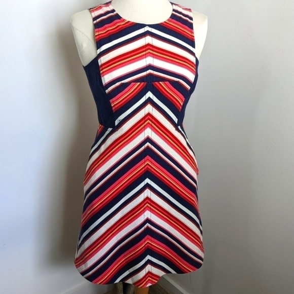 TRINA Turk Bright Chevron Cotton Sheath Midi Dress 4 - Picture 4 of 17